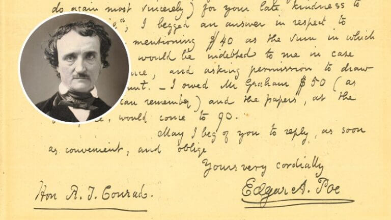 No fim da vida, Edgar Allan Poe implorou para vender seu trabalho