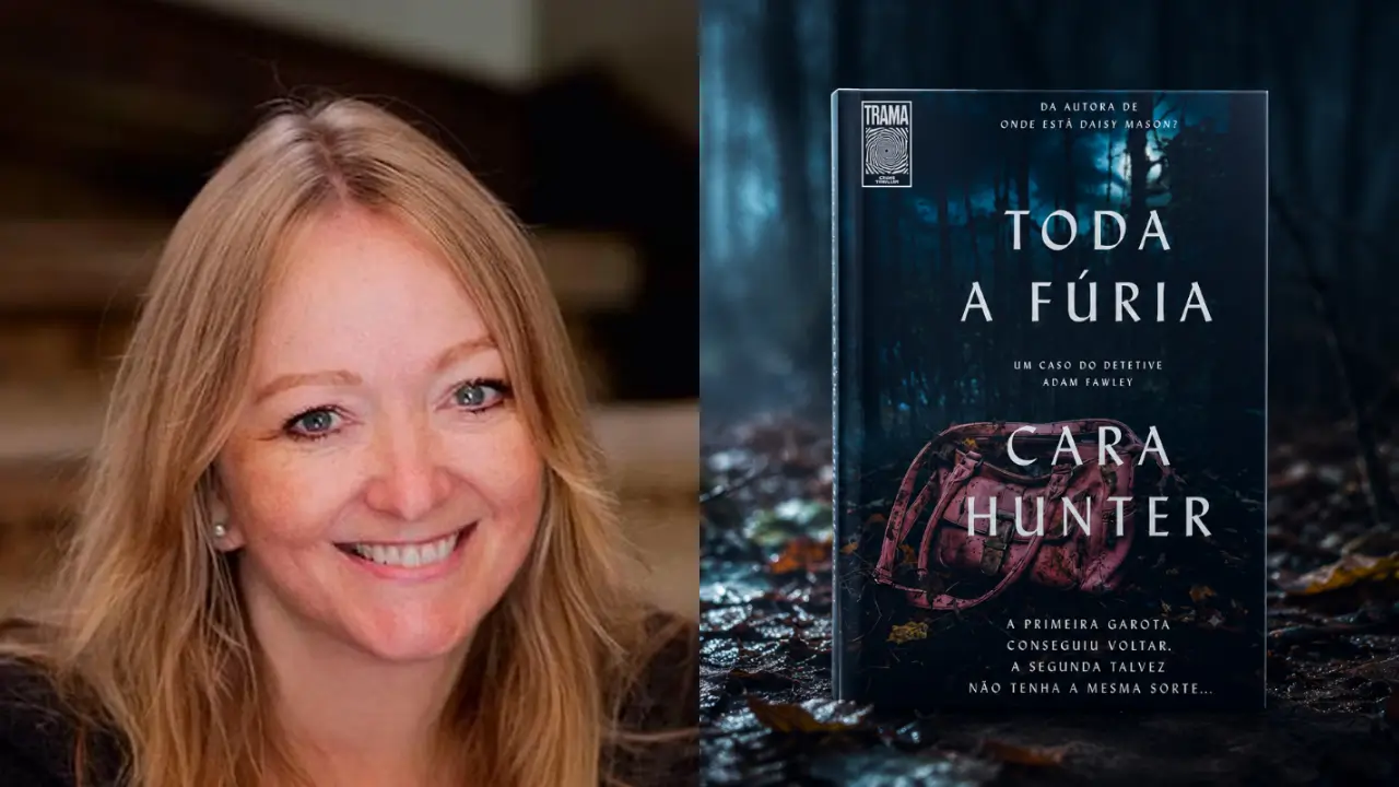 Cara Hunter ao lado do livro Toda a Fúria